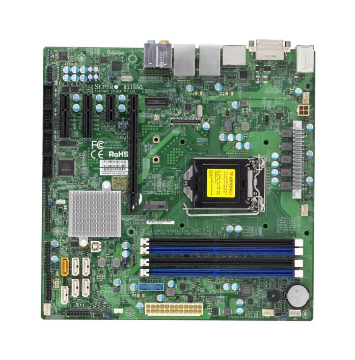 MBX11SSQ SuperMicro X11SSQ Socket LGA 1151 Intel Q170 Express Chipset Core i3 / i5 / i7 7th/6th Generation Intel Pentium / Celeron Processors Support DDR4 4x DIMM 6x SATA3 6.0Gb/s Micro-ATX Motherboard (Refurbished)
