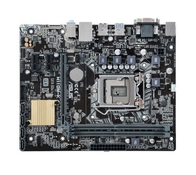 90MB0PH0-M0AAY0 ASUS H110M-K Socket LGA 1151 Intel H110 Chipset 7th/6th Generation Core i7 / i5 / i3 / Pentium / Celeron Processors Support DDR4 2x DIMM 4x SATA 6.0Gb/s mATX Motherboard (Refurbished)