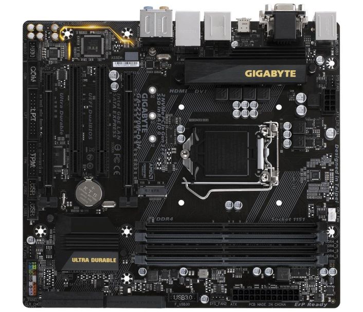 GA-Z270M-D3H Gigabyte Ultra Durable Desktop Motherboard Intel Z270 Chipset Socket H4 LGA-1151 (Refurbished)