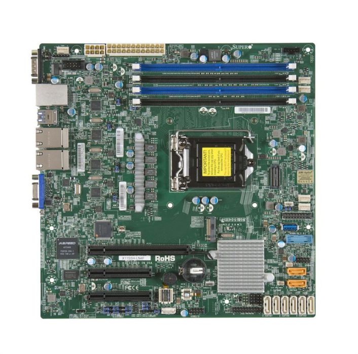MBD-X11SSH-LN4F-B SuperMicro X11SSH-LN4F Socket LGA 1151 Intel C236 Chipset Intel Xeon E3-1200 V6/v5 7th/6th Generation Processors Support DDR4 4x DIMM 8x SATA3 6.0Gb/s Micro-ATX Server Motherboard (Refurbished)