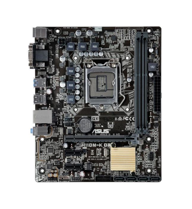 MBH11MKD3 ASUS H110M-K D3 Socket 1151 Intel H110 Chipset 6th Generation Core i7/ Core i5/ Core i3/ Pentium/ Celeron Processors Support DDR3 2x DMM 4x SATA 6.0Gb/s Micro-ATX Motherboard (Refurbished)