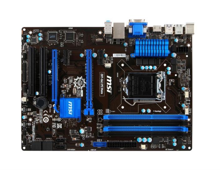 Z87-G41PCMATE MSI Z87-G41 PC Mate Socket LGA 1150 Intel Z87 Express Chipset Core i7 / i5 / i3 / Pentium / Celeron / Xeon E3-1200 Series Processors Support DDR3 4x DIMM 6x SATA 6.0Gb/s ATX Motherboard (Refurbished)