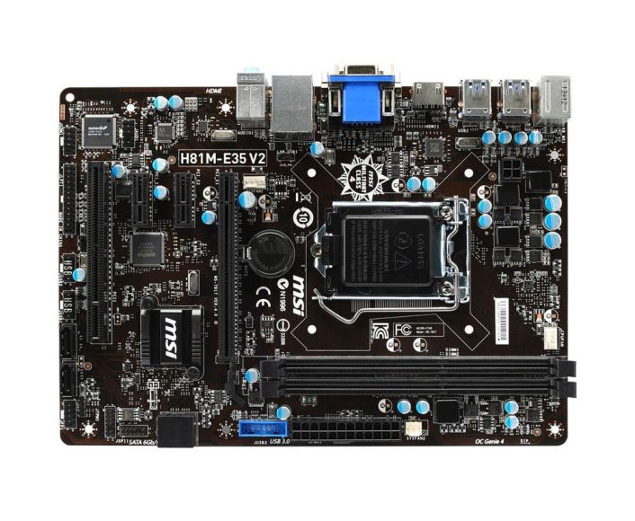 7817-060R MSI H81M-E35 V2 Socket LGA 1150 Intel H81 Chipset Intel Core i7/ i5 / i3 / Pentium / Celeron Processors Support DDR3 2x DIMM 2x SATA 3.0Gb/s Micro-ATX Motherboard (Refurbished)