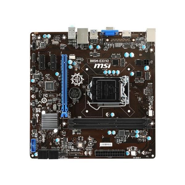 7846-005R MSI B85M-E33 V2 Socket LGA 1150 Intel B85 Chipset 4th Generation Core i7 / i5 / i3 / Pentium / Celeron Processors Support DDR3 2x DIMM 2x SATA 6.0Gb/s Micro-ATX Motherboard (Refurbished)