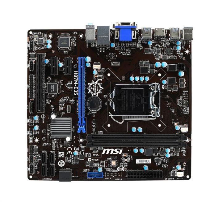 7846-004R MSI H87M-E35 Socket LGA 1150 Intel H87 Chipset Core i7 / i5 / i3 / Pentium / Celeron Processors Support DDR3 2x DIMM 6x SATA 6.0Gb/s Micro-ATX Motherboard (Refurbished)