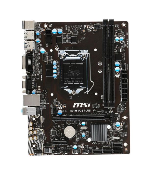 7897-001R MSI H81M-P33 PLUS Socket LGA 1150 Intel H81 Express Chipset Core i7 / i5 / i3 / Pentium / Celeron Processors Support DDR4 2x DIMM 2x SATA 6.0Gb/s Micro-ATX Motherboard (Refurbished)