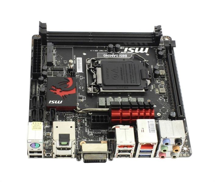 7887-002R MSI B85I GAMING Socket LGA 1150 Intel B85 Express Chipset 4th Generation Core i7 / i5 / i3 / Pentium / Celeron Processors Support DDR3 2x DIMM 4x SATA 6.0Gb/s Mini-ITX Motherboard (Refurbished)