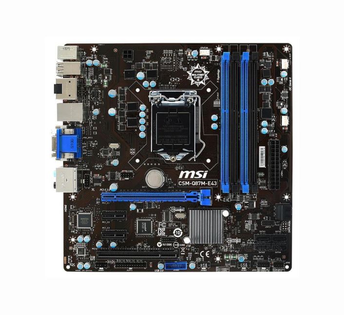 CSM-Q87M-E43 MSI Socket LGA 1150 Intel Q87 Chipset Intel Core i7 / i5 / i3 / Pentium / Celeron Processors Support DDR3 4x DIMM 6x SATA 6.0Gb/s Micro-ATX Motherboard (Refurbished)