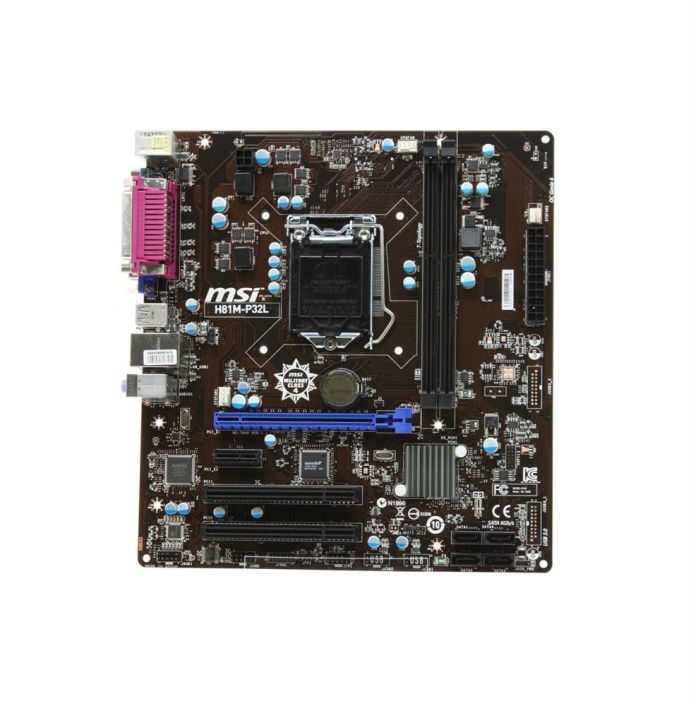 H81M-P32L MSI Socket LGA 1150 Intel H81 Chipset Intel Core i7/ i5 / i3 / Pentium / Celeron Processors Support DDR3 2x DIMM 2x SATA 3.0Gb/s Micro-ATX Motherboard (Refurbished)