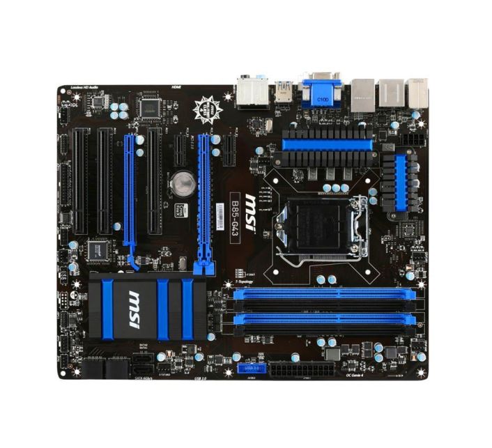 MSI-B85-G43 MSI B85-G43 Socket LGA 1150 Intel B85 Chipset 4th Generation Core i7 / i5 / i3 / Pentium / Celeron Processors Support DDR3 4x DIMM 2x SATA 3.0Gb/s ATX Motherboard (Refurbished)