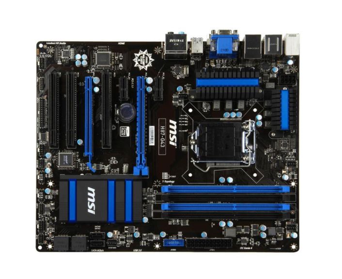 MSI-H87-G43 MSI H87-G43 Socket LGA 1150 Intel H87 Chipset 4th Generation Core i7 / i5 / i3 / Pentium / Celeron Processors Support DDR3 4x DIMM 6x SATA 6.0Gb/s ATX Motherboard (Refurbished)