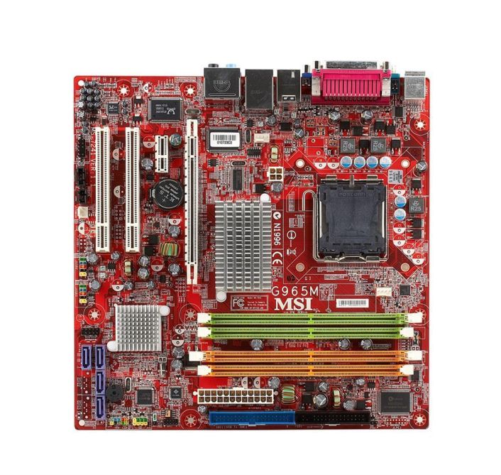 G965MFI MSI Socket LGA 775 Intel G965 Express + ICH8 Chipset Intel Pentium 4/ Pentium 4 Extreme Edition/ Core 2 Duo Processors Support DDR2 4x DIMM 4x SATA 3.0Gb/s Micro-ATX Motherboard (Refurbished)