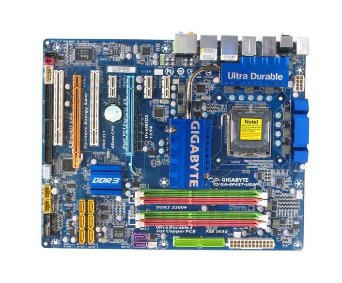 GA-EP45T-UD3P Gigabyte P45/ICH10 Chipset Core 2 Extreme/ Core 2 Quad/ Core 2 Duo/ Pentium Dual Core/ Celeron Processors Support Socket LGA 775 ATX Motherboard (Motherboard) (Refurbished)
