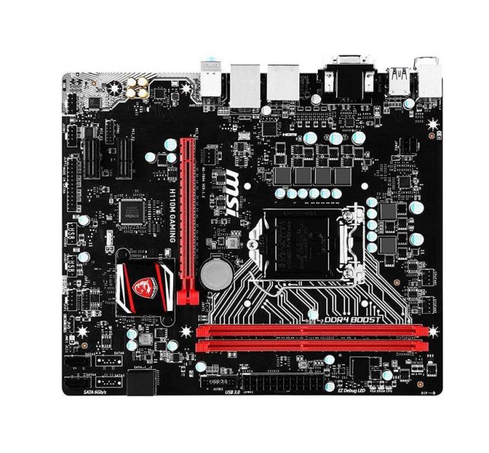 H110M GAMING MSI Socket LGA 1151 Intel H110 Chipset 6th Generation Core i7 / i5 / i3 / Pentium / Celeron Processors Support DDR4 2x DIMM 4x SATA 6.0Gb/s Micro-ATX Motherboard (Refurbished)