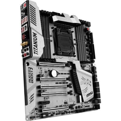 X99A XPOWER GAMING TITANIUM MSI Socket LGA 2011-3 Intel X99 Express Chipset Core i7 Extreme Edition Processors Support DDR4 8x DIMM 10x SATA 6.0Gb/s Extended-ATX Motherboard (Refurbished)