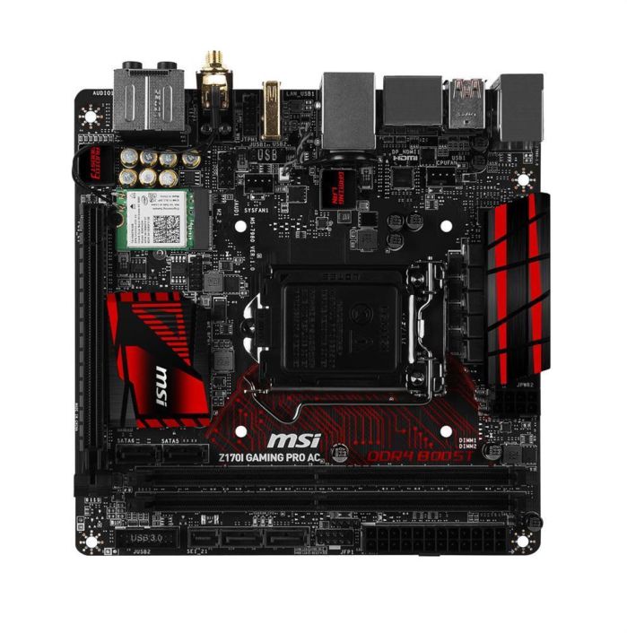 Z170I GAMING PRO AC MSI Socket LGA 1151 Intel Z170 Express Chipset 6th Generation Core i7 / i5 / i3 / Pentium / Celeron Processors Support DDR4 2x DIMM 4x SATA 6.0Gb/s Mini-ITX Motherboard (Refurbished)