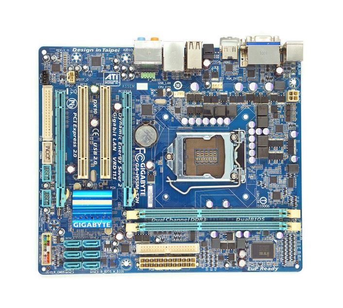 GA-H55M-S2H Gigabyte Desktop Motherboard Intel H55 Express Chipset Socket H LGA-1156 Micro ATX 1 x Processor Support 8GB DDR3 SDRAM Maximum RAM CrossFireX Support Floppy Controller, Serial ATA/300, Ultra ATA/133 (ATA-7) HDMI (Refurbished)