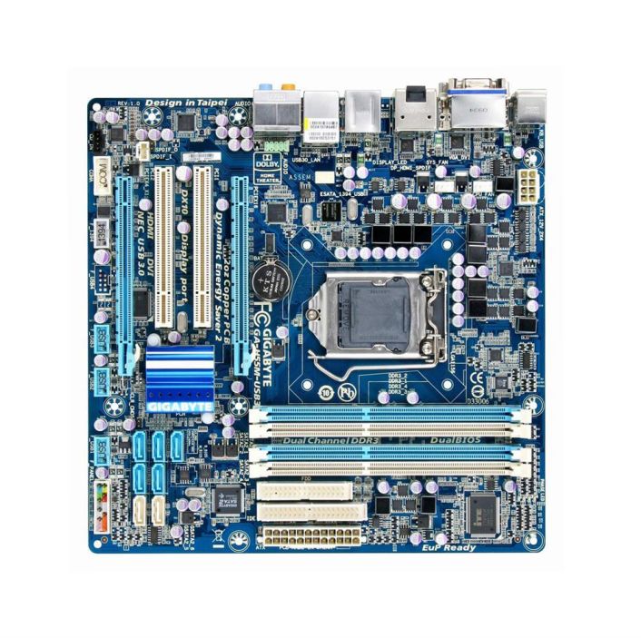 GA-H55M-USB3 Gigabyte Desktop Motherboard Intel H55 Express Chipset Socket 1156 Micro ATX 1 x Processor Support 16GB DDR3 SDRAM Maximum RAM Floppy Controller, Serial ATA/300, Ultra ATA/133 (ATA-7) RAID Supported Controller Onboard (Refurbished)