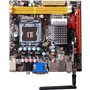 GF9300-K-E ZOTAC GeForce 9300-ITX-WiFi Desktop Motherboard AMD Chipset Mini ITX Socket T LGA-775 1333 MHz FSB 8GB DDR2 SDRAM SATA/300 5.1 Channel Audio (Refurbished)