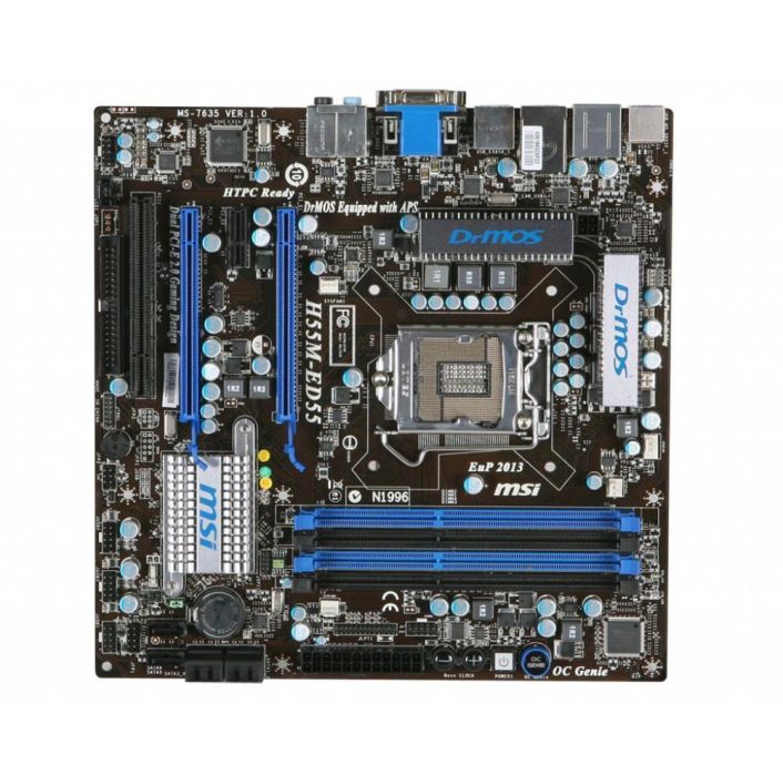 H55MED55 MSI H55M-ED55 Socket LGA 1156 Intel H55 Chipset Core i7 / i5 / i3 / Pentium Processors Support DDR3 4x DIMM 6x SATA 3.0Gb/s Micro-ATX Motherboard (Refurbished)