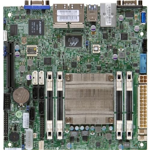 MBD-A1SAI-2750F-B SuperMicro A1SAi-2750F Socket FCBGA1283 System On Chipset Intel Atom C2750 Processors Support DDR3 4x DIMM 2x SATA3 6.0Gb/s Mini-ITX Motherboard (Refurbished)