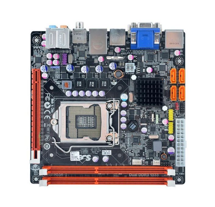 H55H-I ECS Socket LGA 1156 Intel H55 Express Chipset i5 / i3 Processors Support DDR3 2x DIMM 4x SATA 3.0Gb/s Mini-ITX Motherboard
