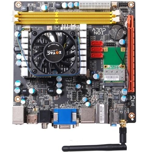 IONITX-N-E Zotac Desktop Motherboard NVIDIA Chipset Mini ITX 1 x Processor Support 8GB DDR3 SDRAM Maximum RAM Serial ATA/300 RAID Supported Controller Onboard Video 1 x PCIe x16 Slot Wi-Fi HDMI (Refurbished)