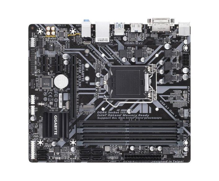 Z370M DS3H (rev. 1.0) Gigabyte Socket LGA 1151 Intel Z370 Express Chipset 8th Generation Core i7 / i5 / i3 Processors Support DDR4 4x DIMM 6x SATA 6.0Gb/s Micro-ATX Motherboard (Refurbished)