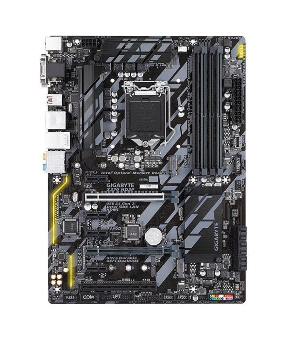 Z370 HD3P Gigabyte Socket LGA 1151 Intel Z370 Express Chipset 8th Generation Core i7 / i5 / i3 / Pentium / Celeron Processors Support DDR4 4x DIMM 6x SATA 6.0Gb/s ATX Motherboard (Refurbished)