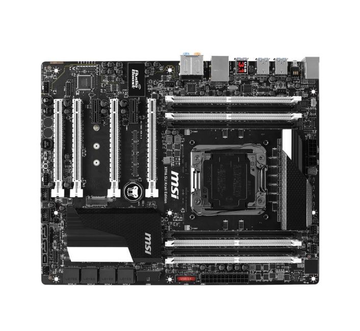 X99A-SLI-KRAIT-EDITION-NBP MSI Socket LGA 2011-3 Intel X99 Express Chipset Core i7 Extreme Edition Processors Support DDR4 8x DIMM 10x SATA 6.0Gb/s ATX Motherboard (Refurbished)