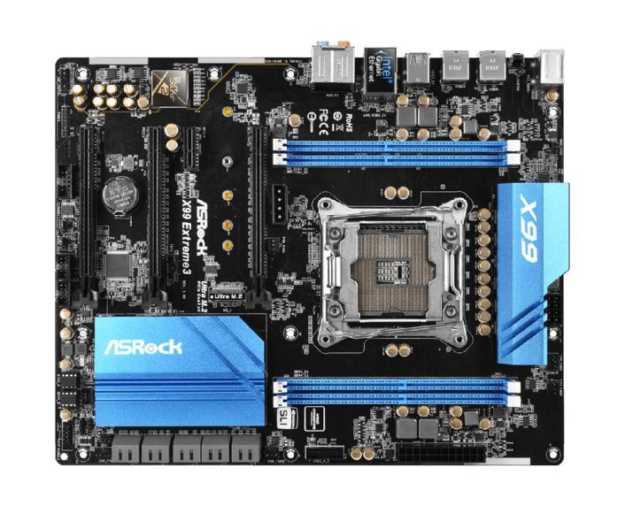 X99 Extreme3 ASRock Socket LGA 2011-3 Intel X99 Chipset Core i7 & Xeon 22-Core Processors Support DDR4 4x DIMM 10x SATA3 6.0Gb/s ATX Motherboard (Refurbished)