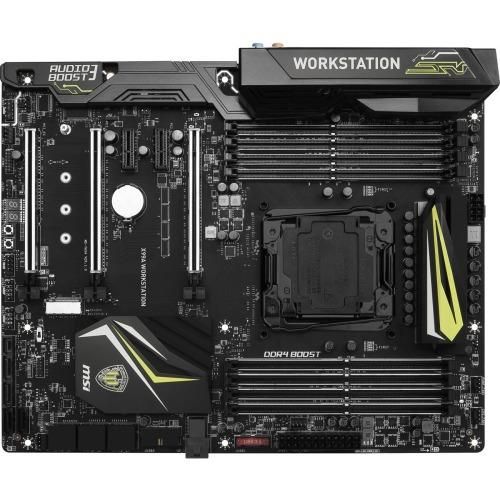 X99A WORKSTATION MSI Socket LGA 2011-3 Intel X99 Chipset Core i7 Extreme Edition Processors Support DDR4 8x DIMM 10x SATA 6.0Gb/s ATX Motherboard (Refurbished)