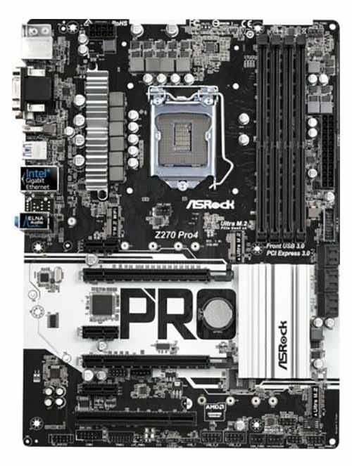90-MXB3Q0-A0UAYZ ASRock Z270 Pro4 Socket LGA 1151 Intel Z270 Chipset 7th/6th Generation Core i7 / i5 / i3 / Pentium / Celeron Processors Support DDR4 4x DIMM 6x SATA3 6.0Gb/s ATX Motherboard (Refurbished)