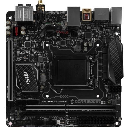 7A66-001R MSI Z270I GAMING PRO CARBON AC Socket LGA 1151 Intel Z270 Chipset 7th/6th Generation Core i7 / i5 / i3 / Pentium / Celeron Processors Support DDR4 2x DIMM 4x SATA 6.0Gb/s Mini-ITX Motherboard (Refurbished)