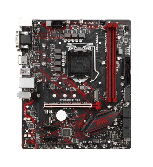 B360MGPLUS MSI B360M GAMING PLUS Socket LGA 1151 Intel B360 Chipset 8th Generation Core i7 / i5 / i3 / Pentium G / Celeron Processors Support DDR4 2x DIMM 6x SATA 6.0Gb/s Micro-ATX Motherboard (Refurbished)
