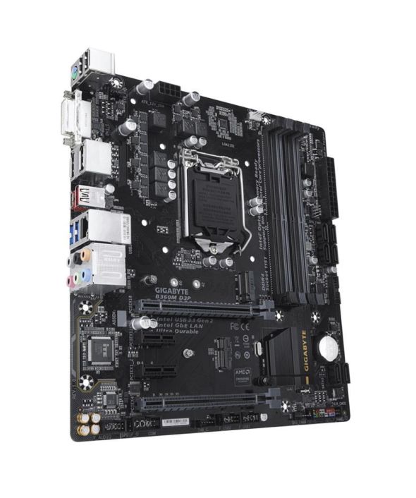 B360M D3P Gigabyte Socket LGA 1151 Intel B360 Express Chipset 8th Generation Core i7 / i5 / i3 / Pentium / Celeron Processors Support DDR4 4x DIMM 6x SATA 6.0Gb/s Micro-ATX Motherboard (Refurbished)