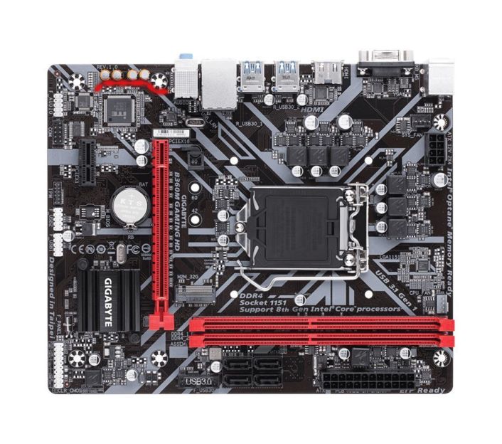 B360M GAMING HD (rev. 1.0) Gigabyte Socket LGA 1151 Intel B360 Express Chipset 8th Generation Core i7 / i5 / i3 / Pentium / Celeron Processors Support DDR4 2x DIMM 4x SATA 6.0Gb/s Micro-ATX Motherboard (Refurbished)