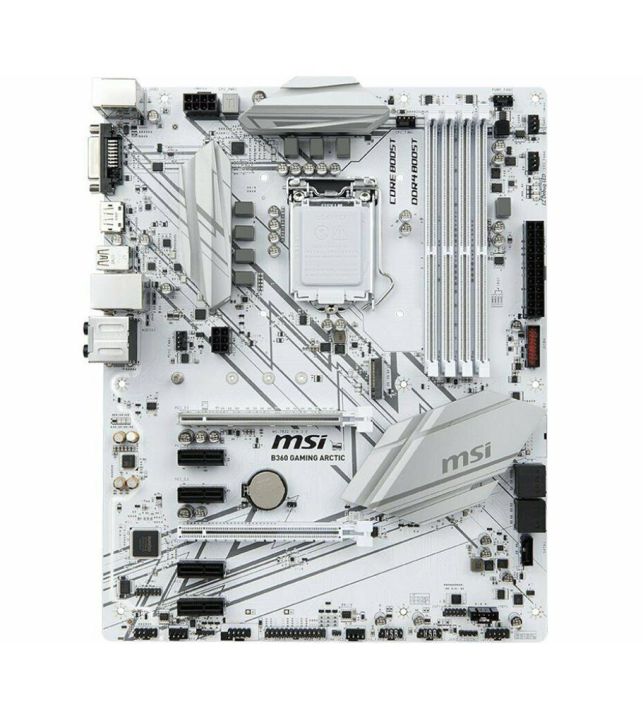B360GARCTIC MSI B360 GAMING ARCTIC Socket LGA 1151 Intel B360 Chipset 8th Generation Core Processors Support DDR4 4x DIMM 5x SATA 6.0Gb/s ATX Motherboard (Refurbished)