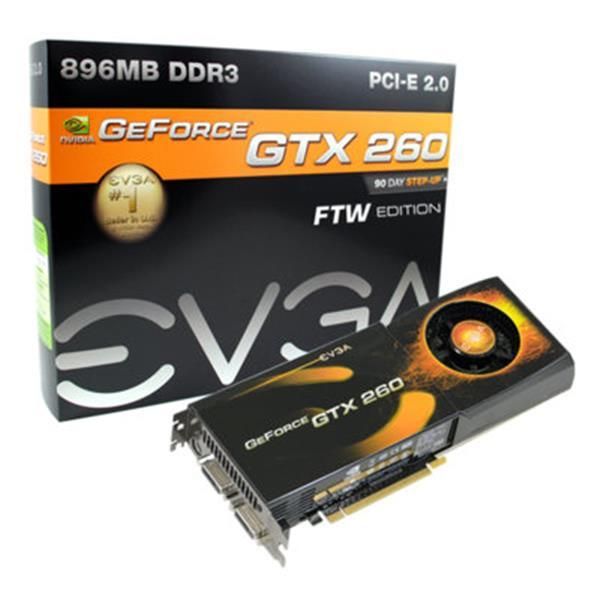 896-P3-1266-BR EVGA Nvidia GeForce GTX 260 FTW Edition 896MB GDDR3 448-Bit PCI-Express 2.0 x16 Video Graphics Card