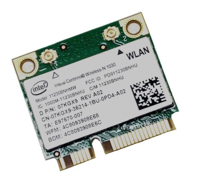 7KGX9 Dell Intel Centrino 1030 Wireless WiFi 802.11 b/g/n Half-Height Mini-PCI Express Card