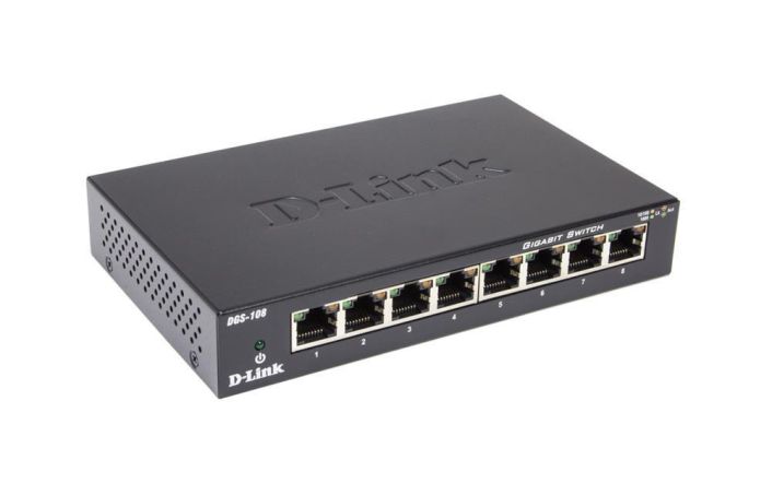 DGS-108-A1 D-Link 8-Ports 10/100/1000Mbps 10/100/1000Base-T Gigabit Unmanaged Desktop Switch (Refurbished)