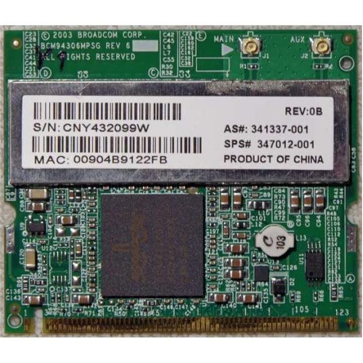 347012R-001 HP Mini PCI 54G 802.11b/g High Speed Wireless LAN (WLAN) Network Interface Card