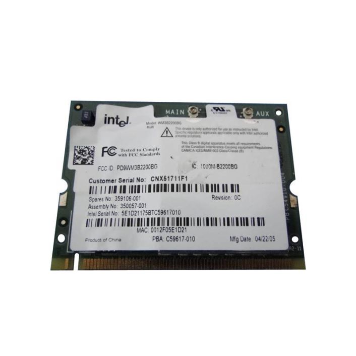 359106-001 HP Mini PCI IEEE 11MBps 802.11b/g Wireless LAN (WLAN) Network Interface Card