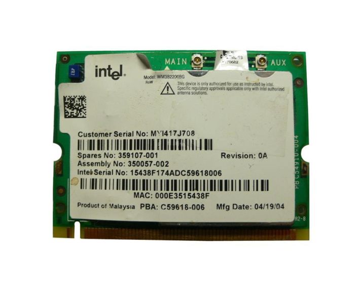 350057-002 HP 11Mbps IEEE 802.11b/g Mini PCI WLAN Wireless Network Card