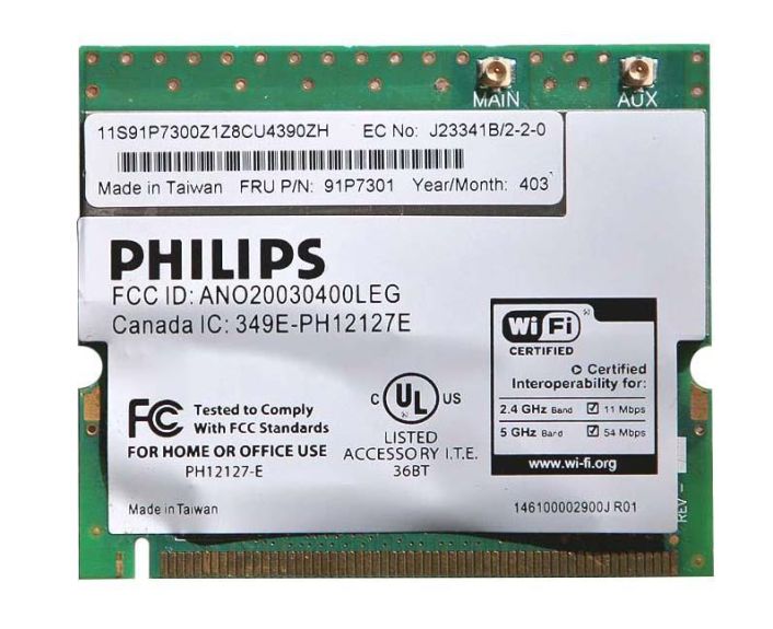 91P7301 IBM 54Mbps IEEE 802.11a/b/g Mini-PCI Wi-Fi Adapter for ThinkPad R40