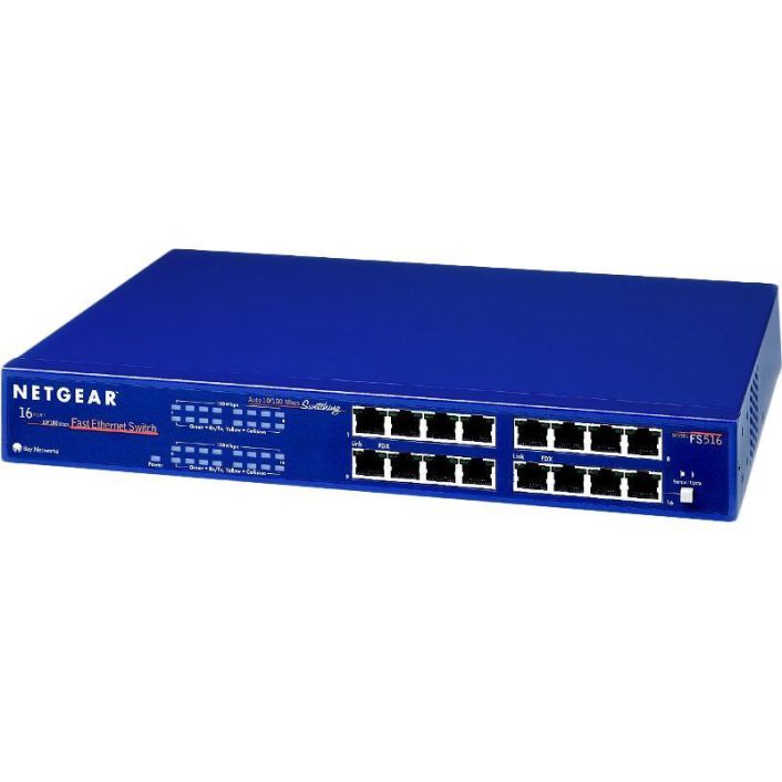 FS516 NetGear 16-Ports 10/100Base-TX LAN Fast Ethernet Switch (Refurbished)
