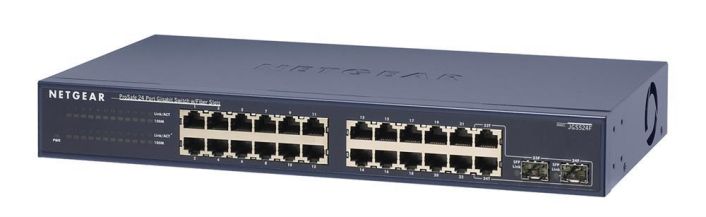 JGS524F-100EUS NetGear ProSafe 24-Ports 10/100/1000Mbps RJ45 Gigabit Rackmount Switch With 2 SFP Slots (Refurbished)