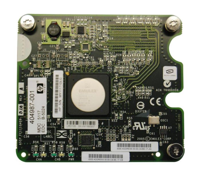 403621-B21 HP Dual-Ports 4Gbps Fibre Channel PCI Express 1.0 Mezzanine Host Bus Network Adapter for c-Class BladeSystem