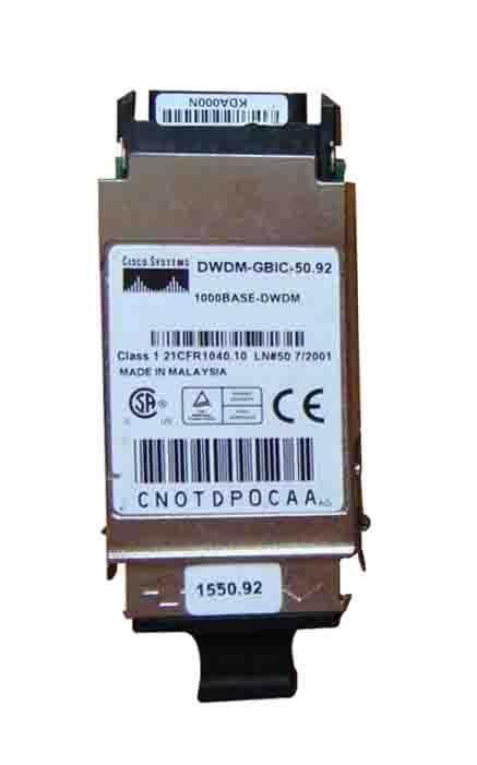 DWDMGBIC5092 Cisco 1.25Gbps 1000Base-DWDM Single-mode Fiber 80km 1550.92nm Duplex SC Connector GBIC Transceiver Module