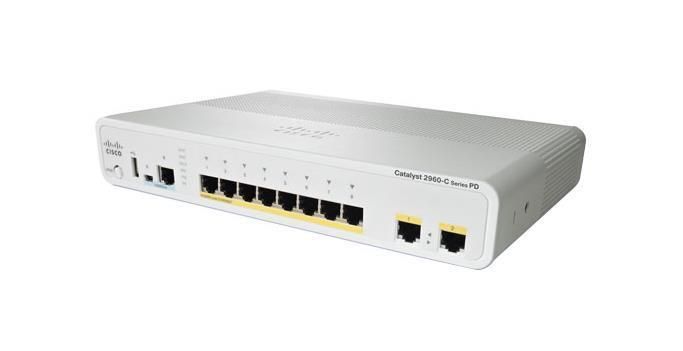 WS-C2960CPD-8TT-L Cisco Catalyst 2960C 8-Ports 10/100/1000Base-T RJ-45 PoE+ USB Manageable Layer2 Desktop, Rack-mountable and Wall Mountable Switch with 2x Gigabit Ethernet Uplink Ports (Refurbished)
